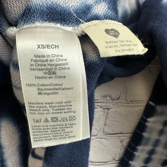 Madewell Retro Blue White Tie Dye Pullover Hoodie Cotton Size XS Casual Fall - Picture 4 of 6